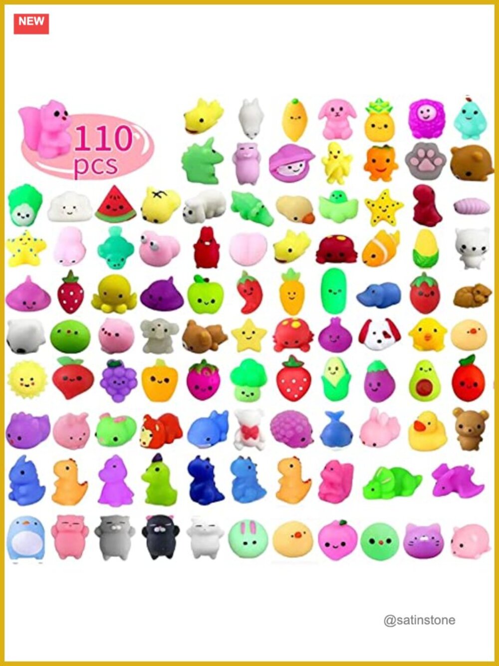 110 Pcs Mochi Squishy Toys for Kids Party Favors, Stress Relief Fidget Toys